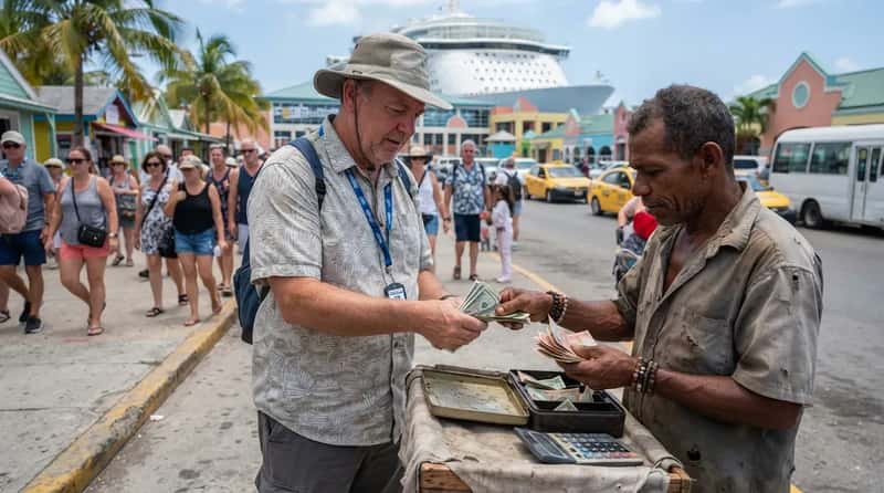 #15 - Handing Cash to a Street Currency Changer (Image Credits: Gemini)