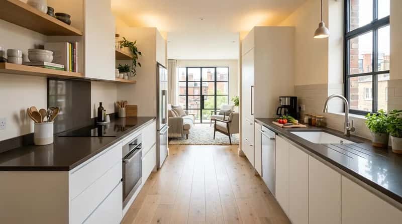 #17 - The Galley-Style Open Kitchen: The Controversial Pick That Actually Works in Urban Homes (Image Credits: Gemini)