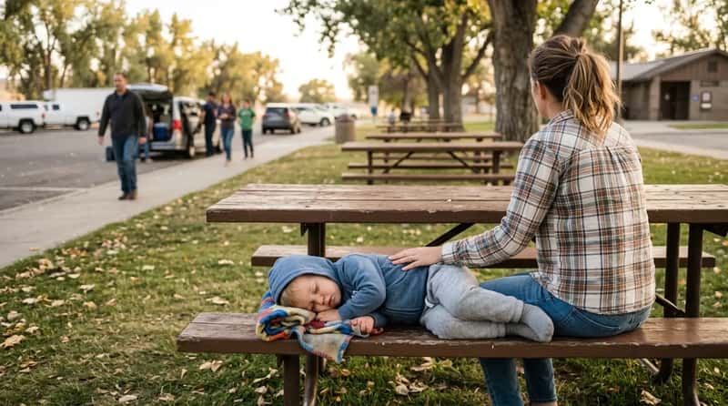 #2 - Letting an Exhausted Kid Sleep on the Picnic Table (Image Credits: Gemini)