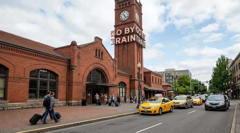 #14 - Portland Union Station: A Clock Tower, a Neon Sign, and Almost No Walk (Image Credits: Gemini)