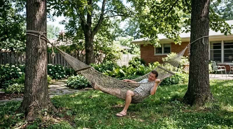 #17 - The Rope Hammock Between Two Possibly-Too-Close Trees (Image Credits: Gemini)