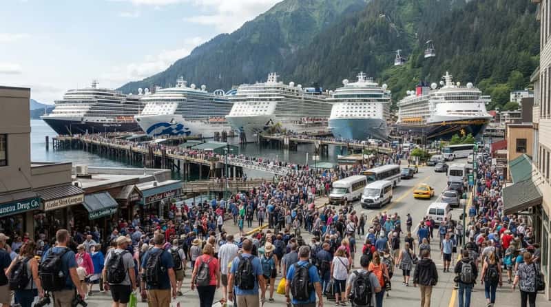 #4 - Juneau on a Peak Day, Where Ships Had Been Stacking Up to 21,000 People (Image Credits: Gemini)