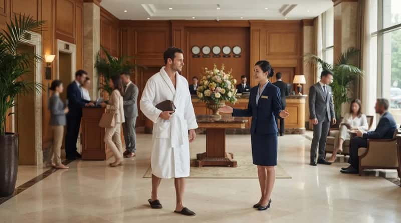 #10 - Wandering the Lobby in a Bathrobe and Slippers (Image Credits: Gemini)