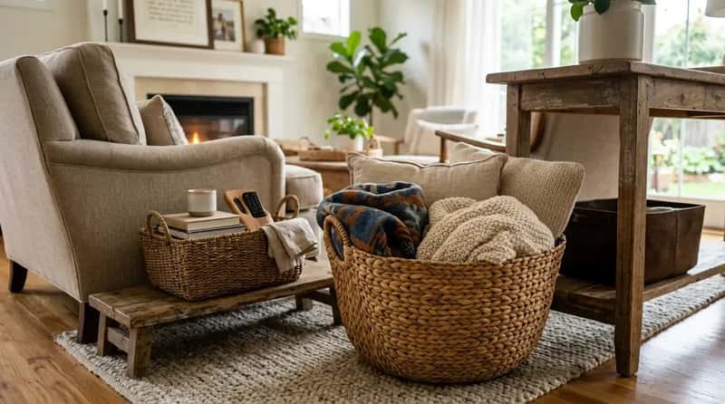 #7 - Baskets That Organize Without Hiding (Image Credits: Gemini)