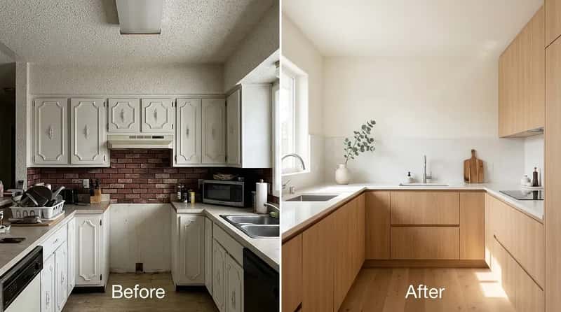 #25 - The Popcorn-Everything Kitchen That Got a Scandinavian Reset (Image Credits: Gemini)