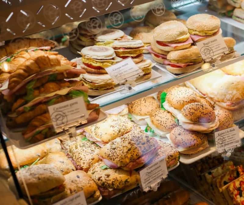 1. Pre-made sandwiches sitting in display cases (Image Credits: Pexels)