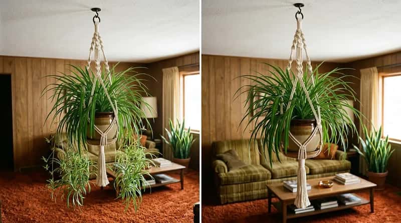 #14 - Spider Plants Suspended From the Ceiling in Knotted Rope (Image Credits: Gemini)