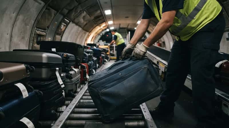 #4 - Choosing a Wheel-less Suitcase for a Connecting Flight (Image Credits: Gemini)