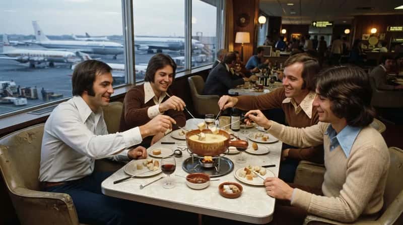 #14 - Fondue Pots Bubbled Right at the Terminal Lounge Tables (Image Credits: Gemini)