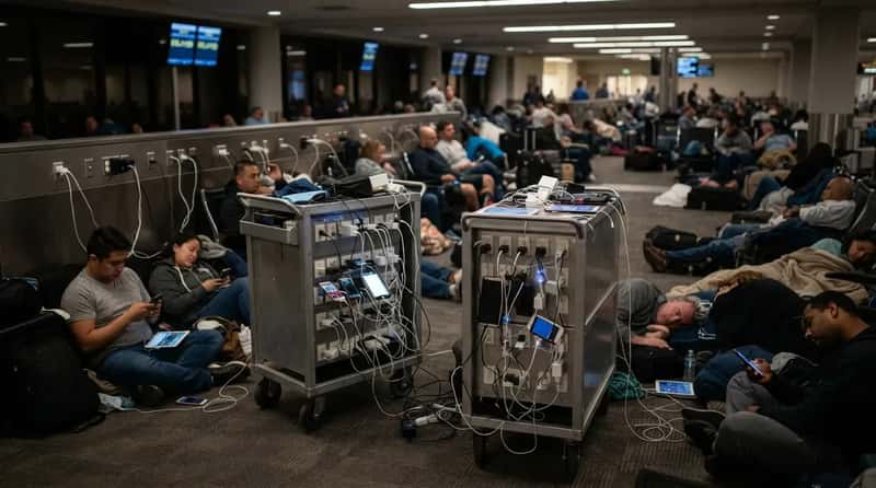 7. Charging stations and phone banks multiply overnight (Image Credits: Gemini)