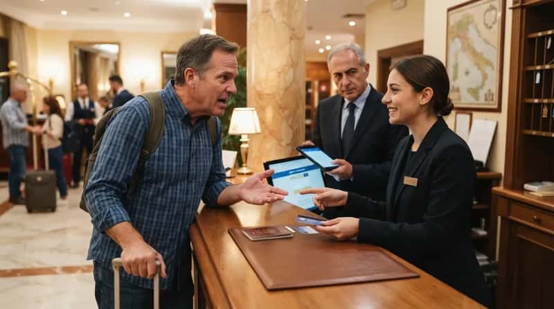 #20 - Assuming the Front Desk Speaks Fluent English (Image Credits: Gemini)