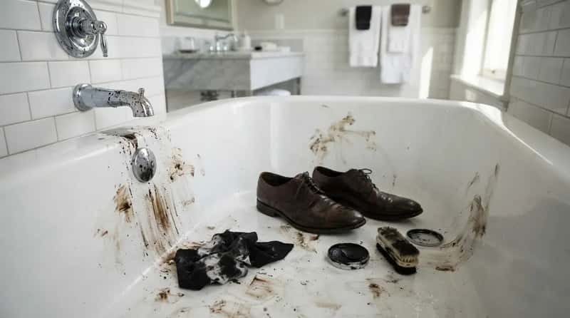 #15 - Shoes Polished Right Inside the Bathtub (Image Credits: Gemini)