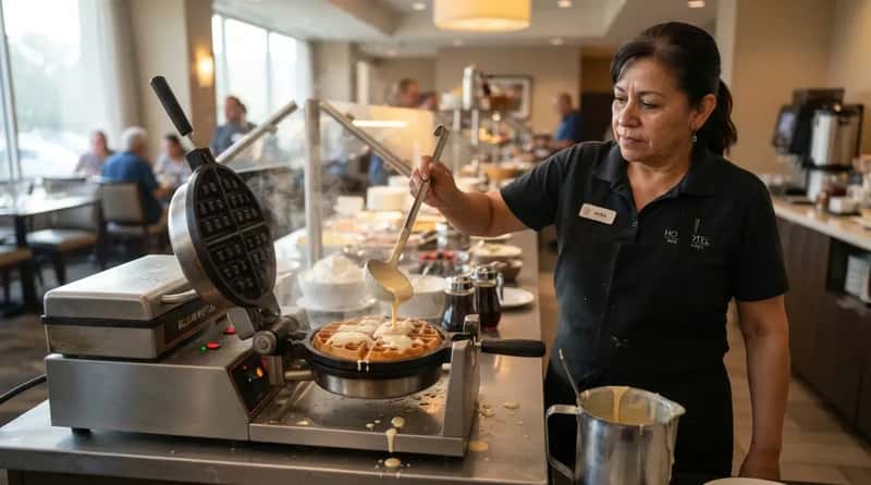 #4 - Belgian Waffle Batter Poured by an Actual Employee (Image Credits: Gemini)