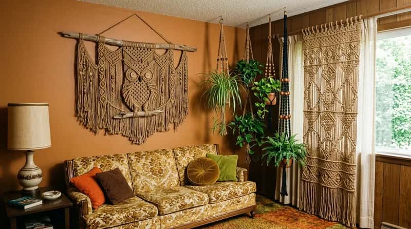 #15 - Macramé Everywhere - Walls, Ceilings, Plant Hangers, Curtains (Image Credits: Gemini)