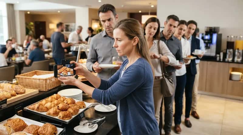 #4 - Filming Every Pastry for Social Media While Blocking the Line (Image Credits: Gemini)
