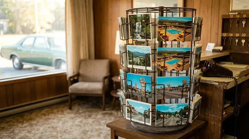 #16 - The Postcard Rack in the Front Office (Image Credits: Gemini)