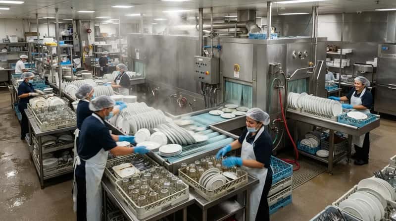#11 - The Dish Room Handles 70,000 Plates a Day (Image Credits: Gemini)
