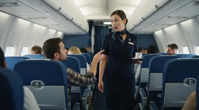 #8 - Poking a Flight Attendant to Get Their Attention (Image Credits: Gemini)