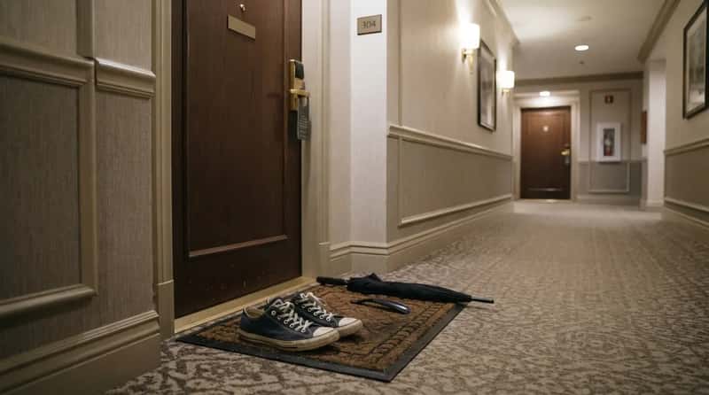 #15 - A Doormat and Sneakers Lined Up Outside the Door (Image Credits: Gemini)