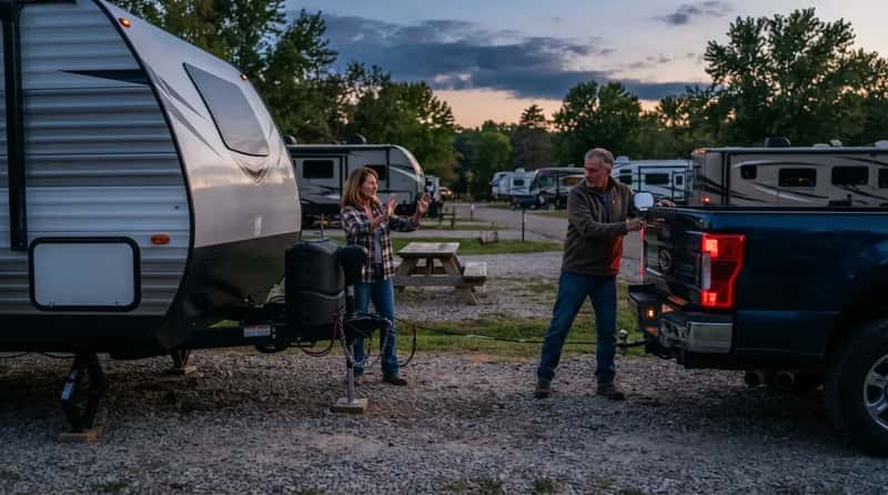 #7 - Lining Up the Hitch While There's Still Light to See (Image Credits: Gemini)