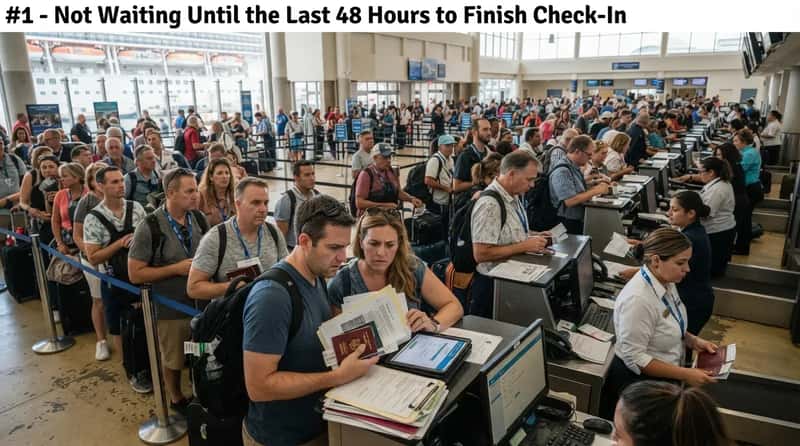 #1 - Not Waiting Until the Last 48 Hours to Finish Check-In (Image Credits: Gemini)