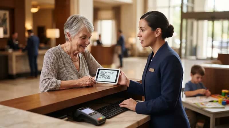 #13 - Hearing-Friendly Communication Gets Set Up at the Front Desk (Image Credits: Gemini)