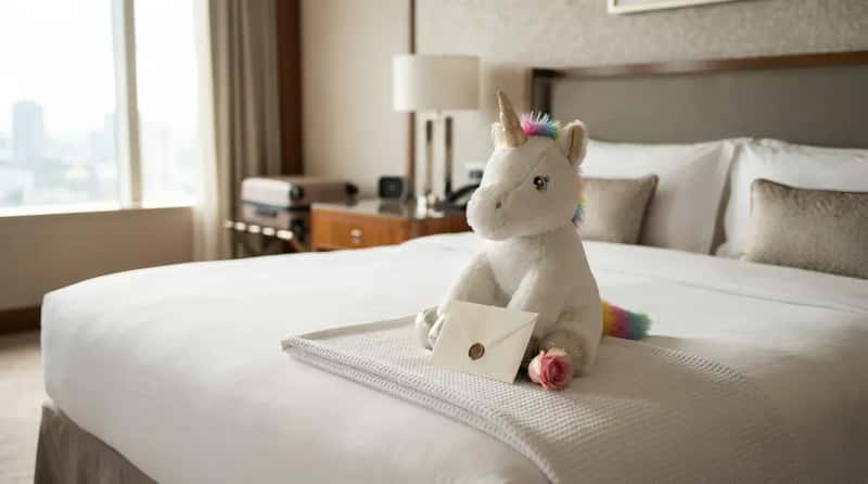 #14 - A Stuffed Unicorn Waiting on the Bed (Image Credits: Gemini)