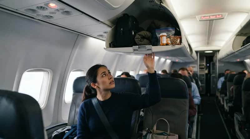 #9 - Leaving Medicine, Snacks, or Valuables in the Overhead Bin (Image Credits: Gemini)