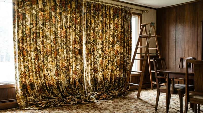 #19 - Heavy Floral Drapes That Pooled on the Carpet and Required a Stepladder (Image Credits: Gemini)