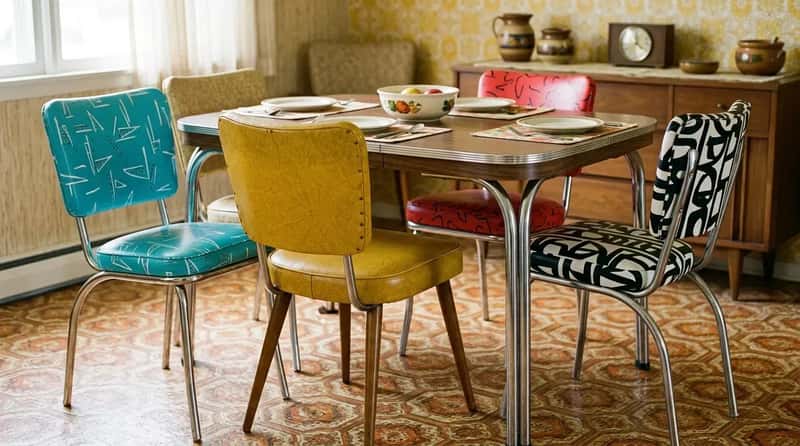 #12 - Vinyl-Upholstered Dining Chairs in Colors That Matched Nothing and Everything (Image Credits: Gemini)