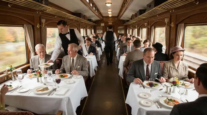#2 - The Full-Service Dining Car, a Restaurant Squeezed Into a Moving Hallway (Image Credits: Gemini)