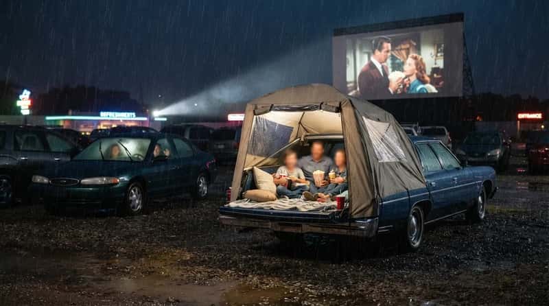 #18 - "Drizzle Guard" Tents for Watching Movies in the Rain (Image Credits: Gemini)