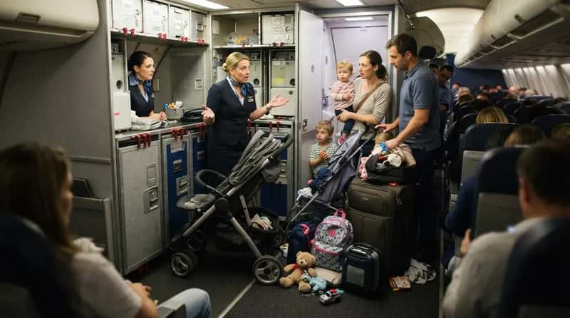 #6 - Blocking the Galley and Lavatory Line With Strollers and Bags (Image Credits: Gemini)