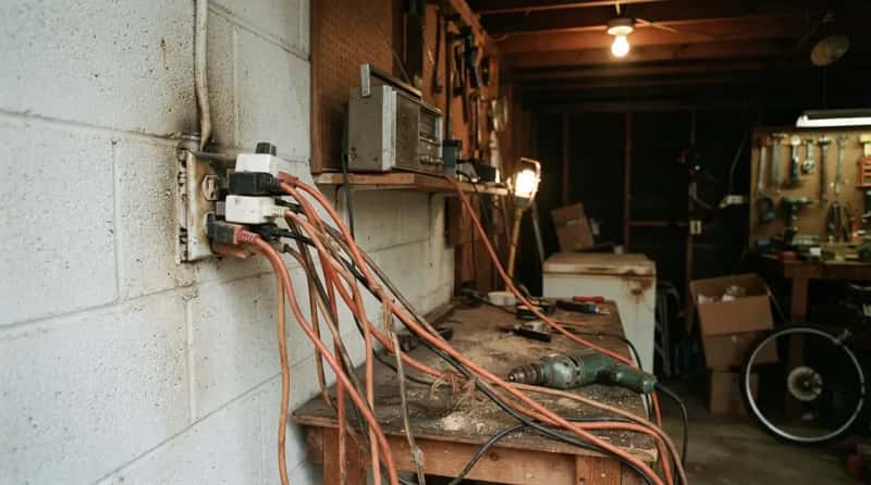 #17 - One Overloaded Outlet Feeding an Octopus of Extension Cords (Image Credits: Gemini)