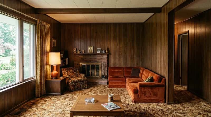 #19 - Wall-to-Wall Dark Wood Paneling on Every Single Surface (Image Credits: Gemini)