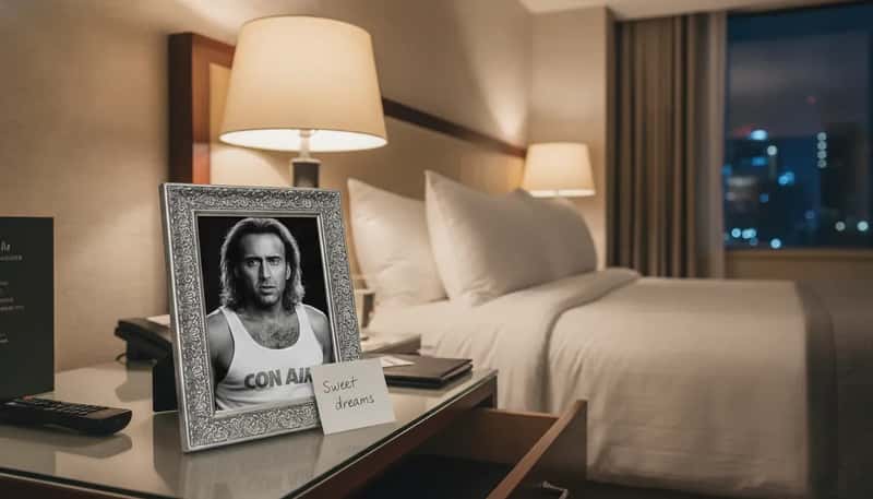 #21 - A Framed Photo of Nicolas Cage in Con Air, Bedside (Image Credits: Gemini)