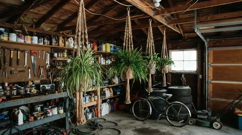 #13 - Macrame Plant Hangers Dangling From the Rafters (Image Credits: Gemini)