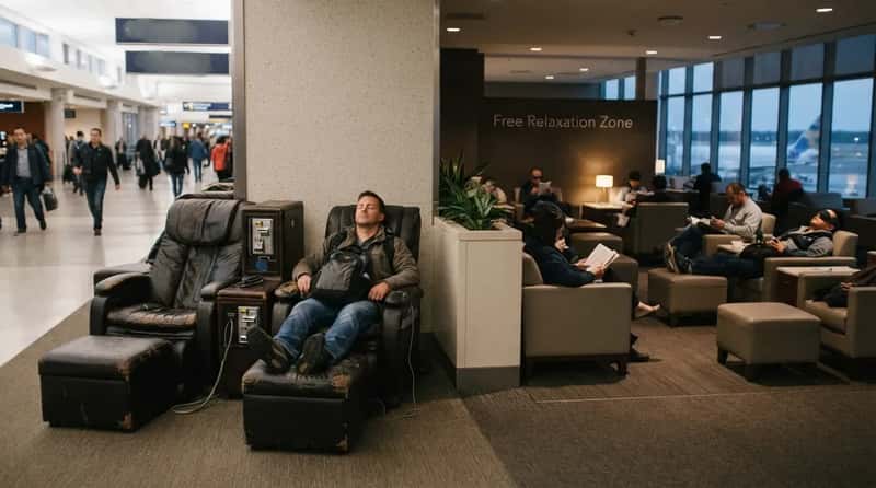 #8 - Coin-Operated Massage Chairs Beside Free Relaxation Zones (Image Credits: Gemini)