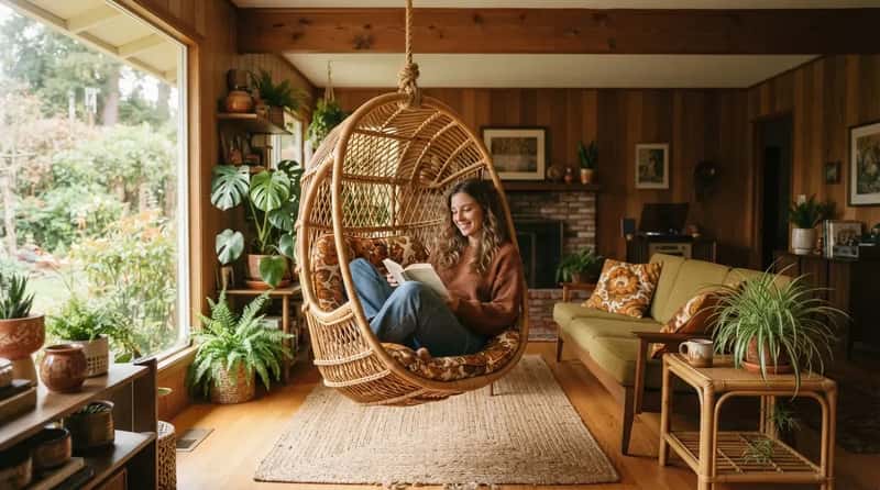 #9 - Rattan, Wicker, and Hanging Chairs Brought the Outdoors In (Image Credits: Gemini)