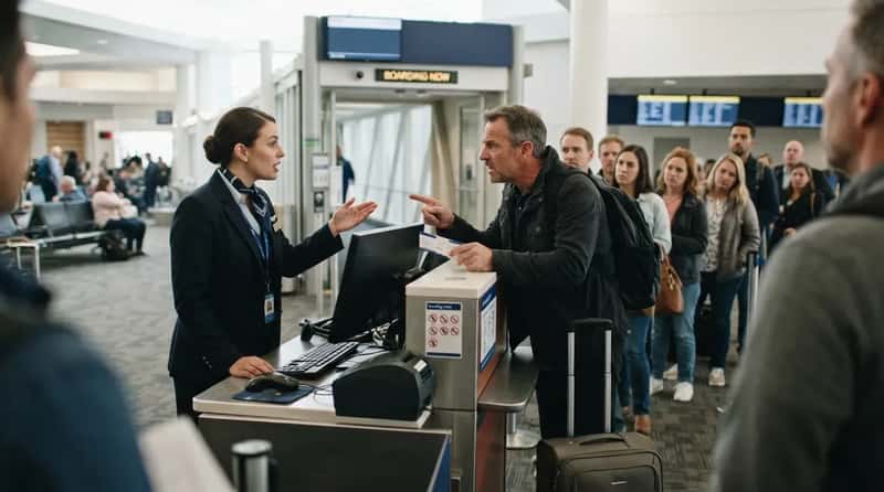 #2 - Arguing With the Gate Agent Over Boarding Group Order (Image Credits: Gemini)