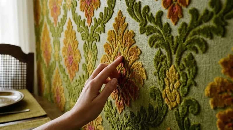 #26 - Flocked Wallpaper With a Texture You Could Actually Feel With Your Fingernails (Image Credits: Gemini)