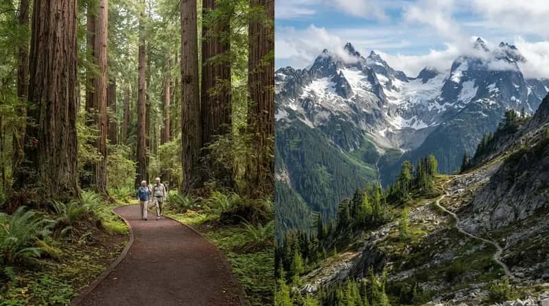 #3 - Redwood's Giants Are an Easy Stroll, but North Cascades Hides Its Climbs in the Clouds (Image Credits: Gemini)