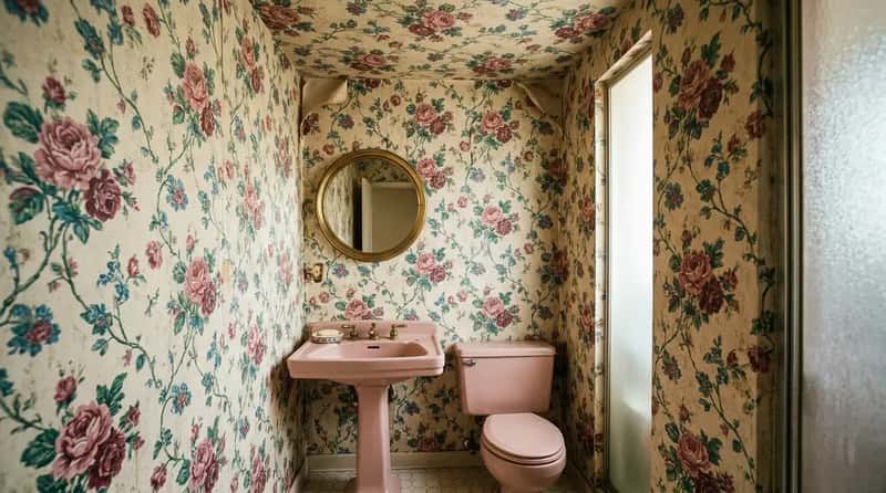 #21 - Full-Wall Floral Wallpaper on Every Surface (Image Credits: Gemini)