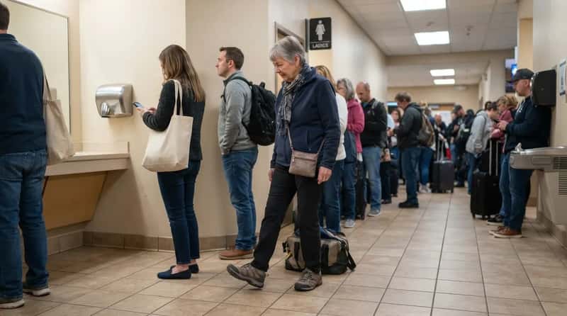 #22 - They Do Ankle Circles in the Restroom Line, and Nobody Notices (Image Credits: Gemini)