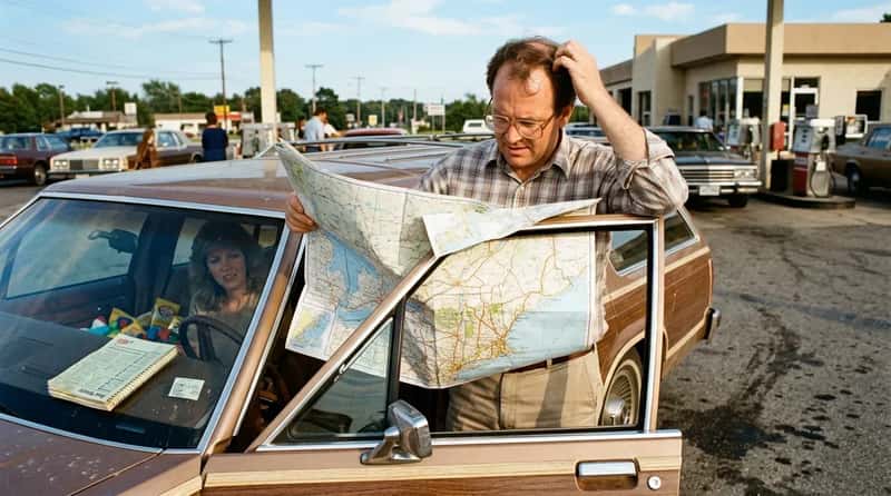 #13 - Dad With the Paper Map at a Gas Station (Image Credits: Gemini)