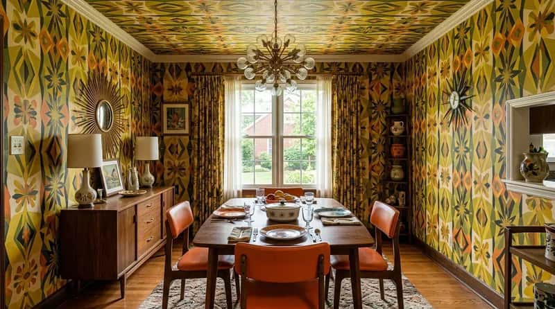 #8 - Bold Geometric or Floral Wallpaper Covering All Four Walls Without Apology (Image Credits: Gemini)