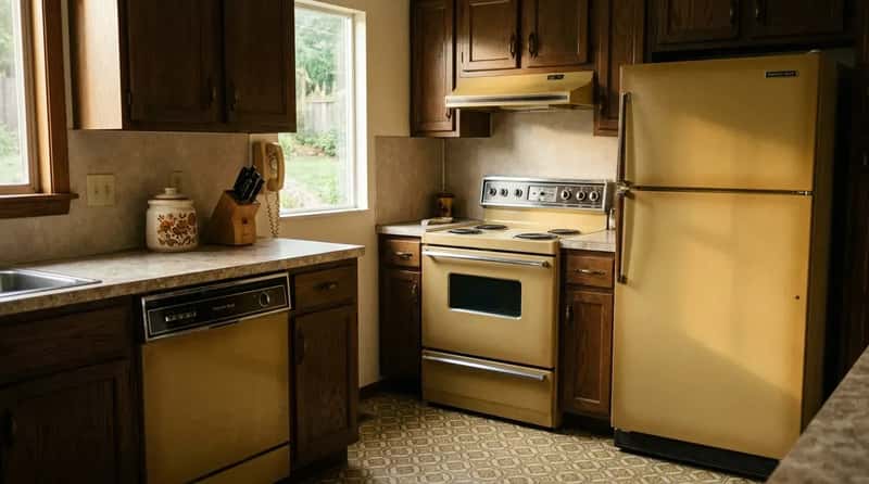 #20 - Avocado Green and Harvest Gold Appliances (Image Credits: Gemini)