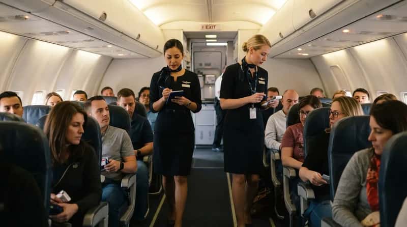 #8 - Flight Attendants Counting Heads by Hand (Image Credits: Gemini)