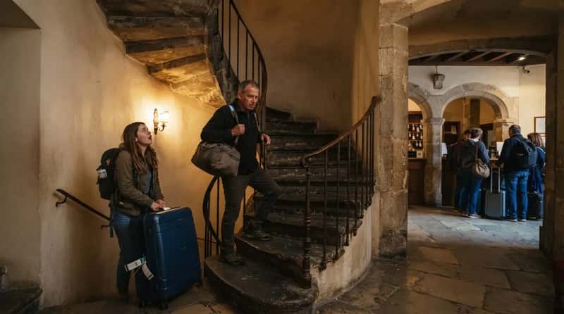 14. They're Genuinely Shocked There's No Elevator at a 400-Year-Old Hotel (Image Credits: Gemini)