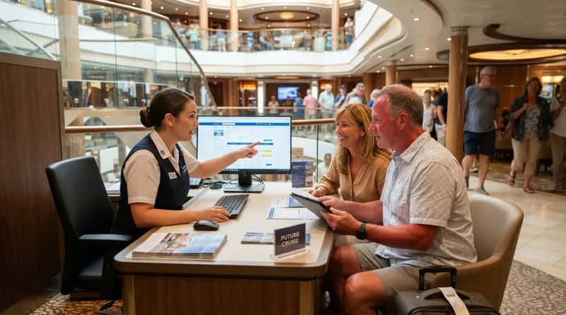 #17 - They Treat the Onboard Future Cruise Desk Like a Secret Hotline (Image Credits: Gemini)